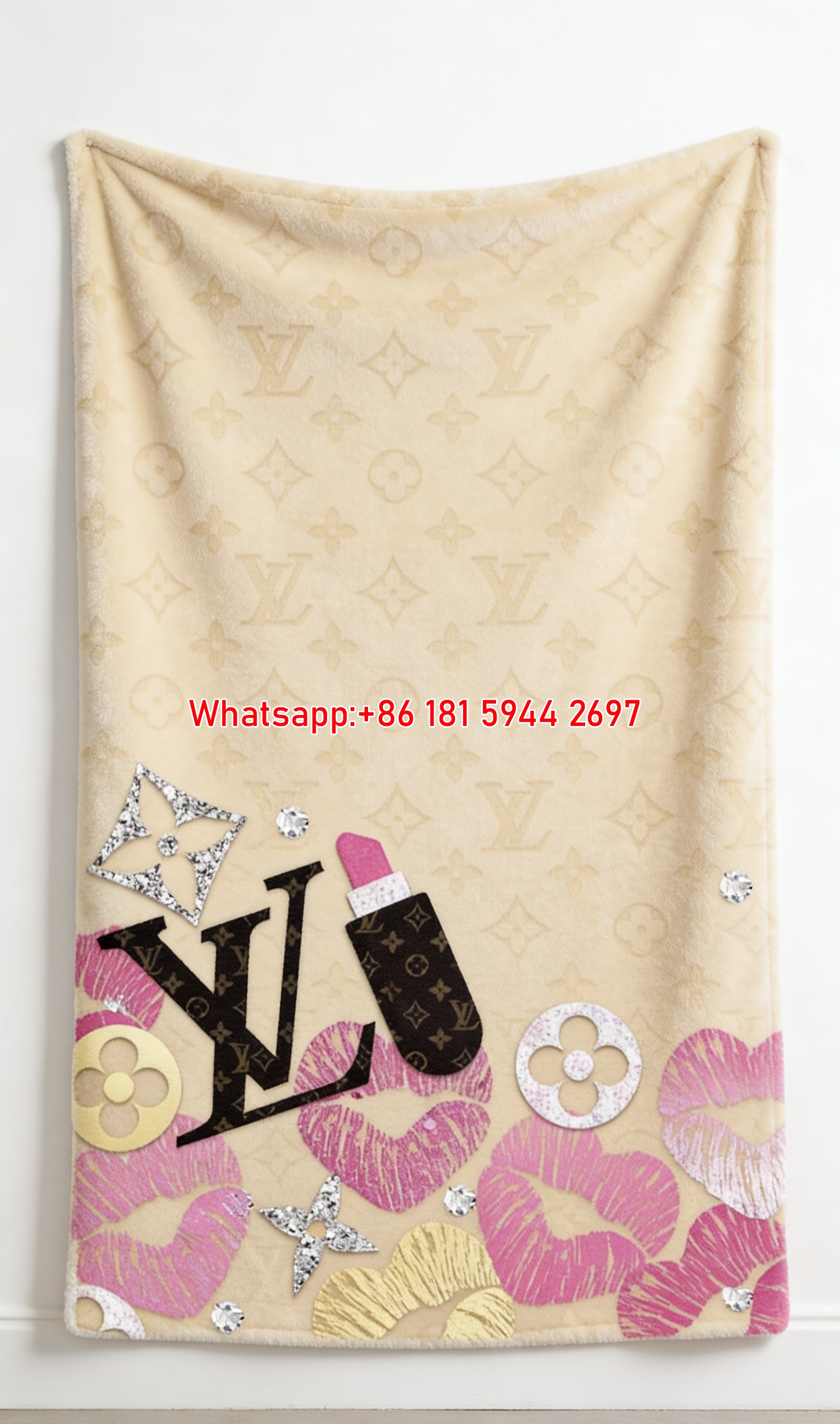 LV Lipstick Kiss Blanket Glam LV Monogram Blanket 114